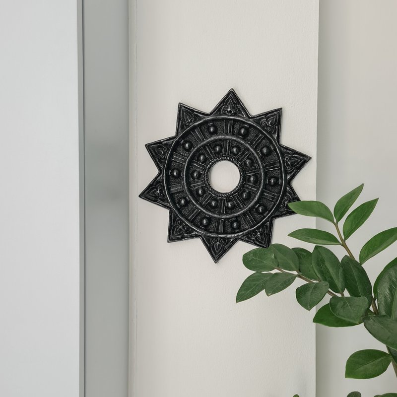 Black flower wall decoration | Flower Wall Art Decor | Huge flower wall decor - 壁貼/牆壁裝飾 - 樹脂 黑色