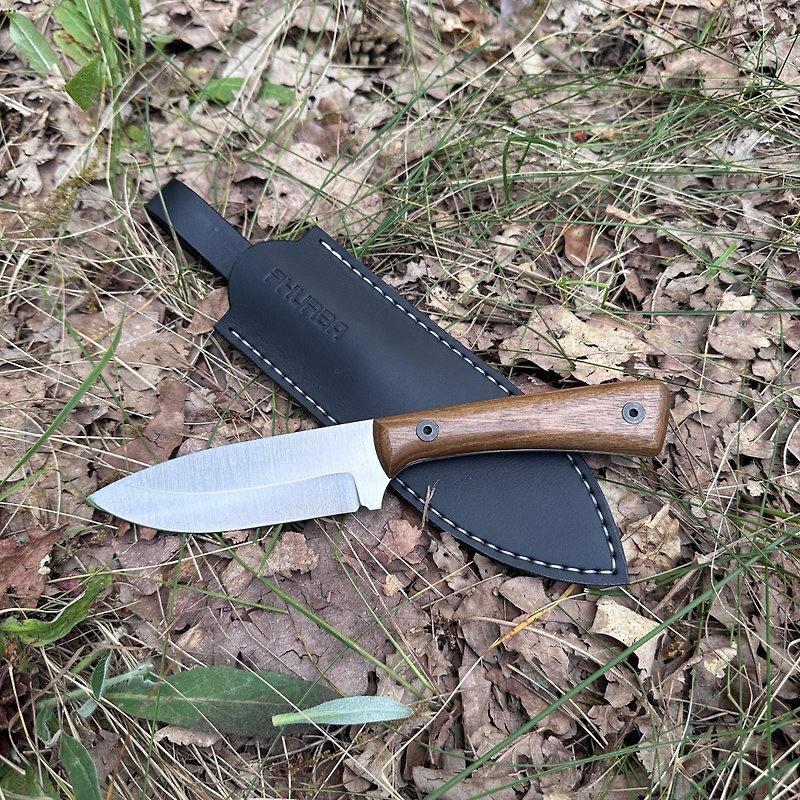 Universal fishing knife in leather sheath 3mm , skinning knife .  travel knife - Knives & Knife Racks - Other Metals Brown
