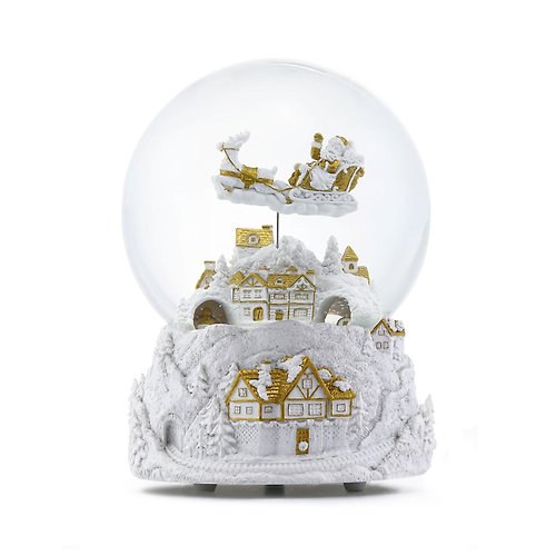 JARLL 讚爾藝術 幸福的雪白聖誕(白金) 水晶球音樂盒情人節生日聖誕交換禮物麋鹿