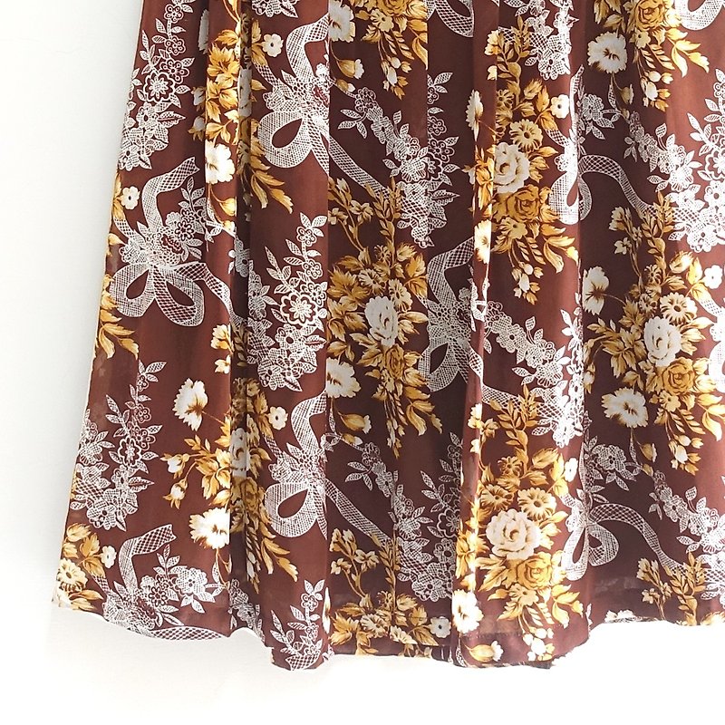 │Slowly│ Chestnut. 花 - 古董 裙 │vintage. Vintage. Arts - Skirts - Polyester Multicolor