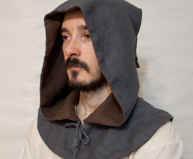 Double-sided Linen Hood inspired Witcher / larp cape / medieval