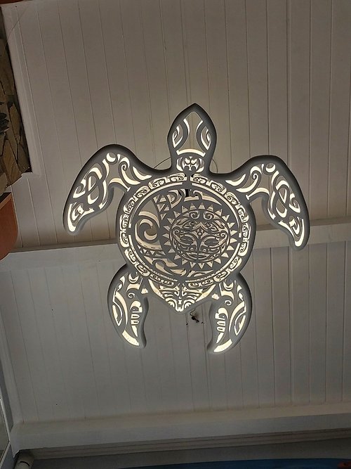 HANDYCOR Wood Turtle Ceiling Chandelier or Wall Led Lamp for Coastal Beach Theme Decor