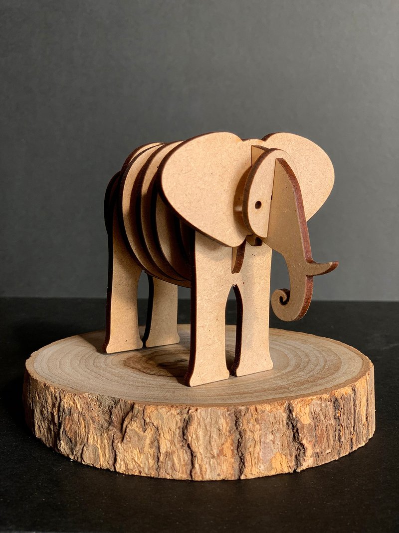3D Animal Jigsaw Puzzle Elephant - ของวางตกแต่ง - ไม้ สีนำ้ตาล