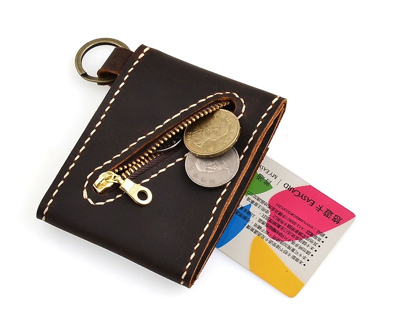 U6.JP6 Handmade Leather Goods-Hand-stitched Coin Purse & Card Holder/Universal Bag - กระเป๋าใส่เหรียญ - หนังแท้ 