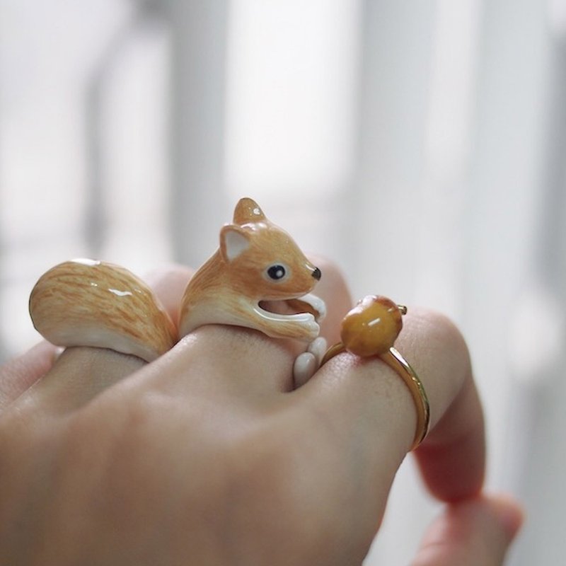 Squirrel ring set - 戒指 - 其他金屬 咖啡色