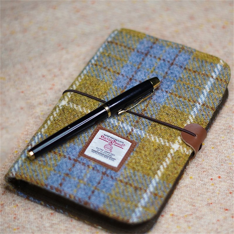 A6 plaid loose-leaf handbook notepad / embroidered handmade customized customized book Harris tweed UK - Notebooks & Journals - Wool 