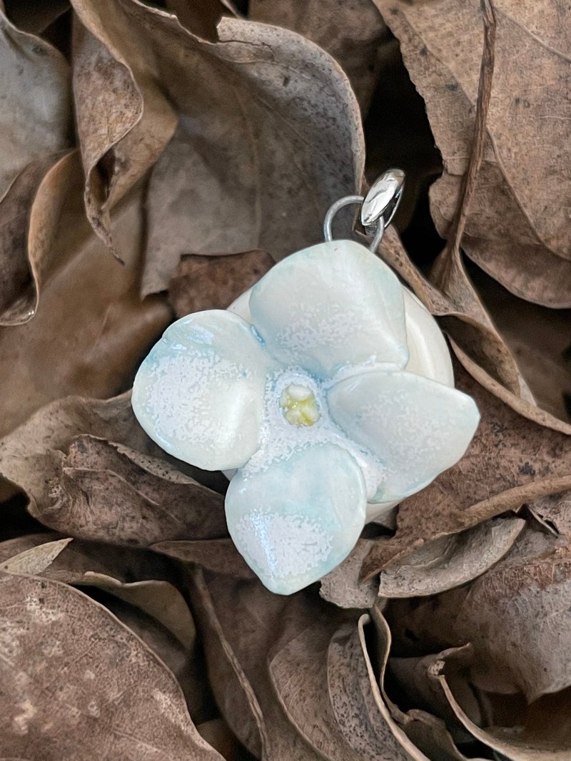 Essential oil necklace. Ceramic Diffusing Necklace—Hydrangea Pendant | Christmas Gift Exchange - Necklaces - Porcelain White