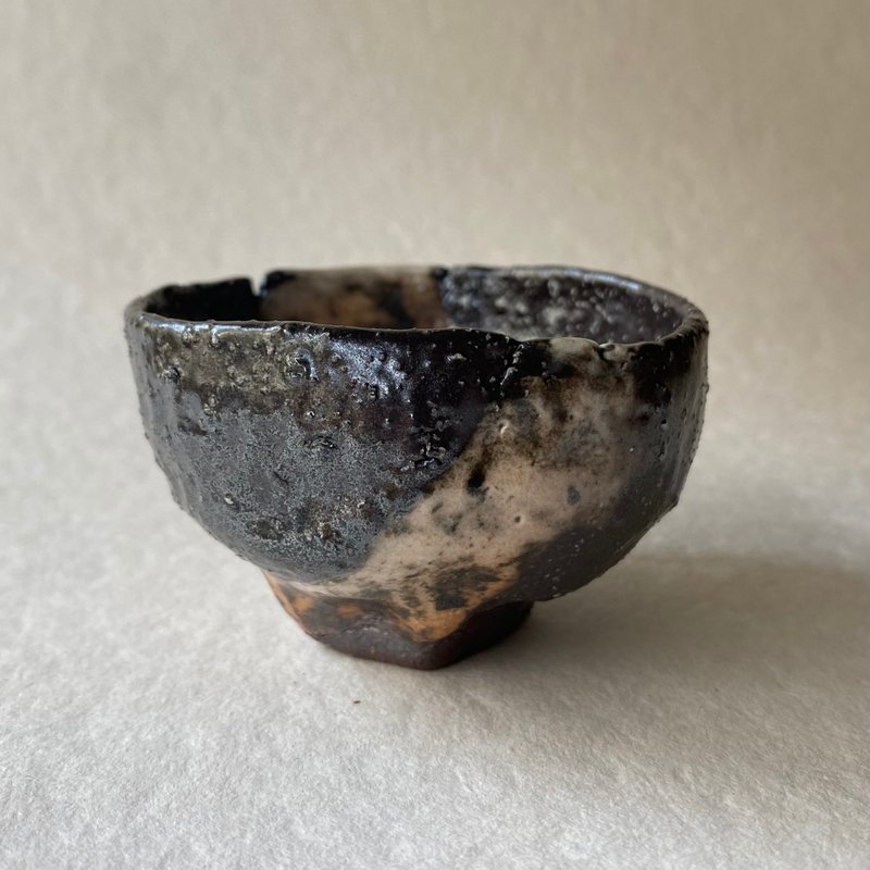 陶/柴燒/絞胎/裂寂水墨小杯/附木盒 - 其他杯子 - 陶 黑色