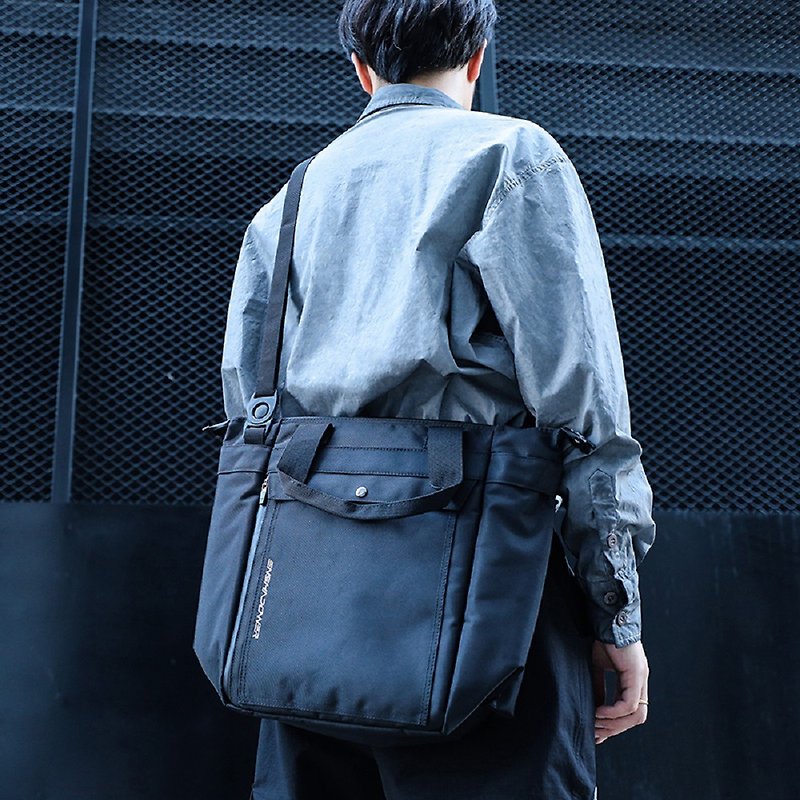 Waterproof Commuter Tote Bag Shoulder Bag Handbag Casual Messenger Bag - กระเป๋าถือ - วัสดุอื่นๆ สีดำ