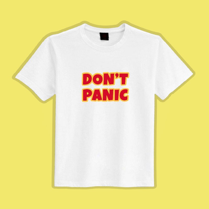 DON'T PANIC 不要慌 文創 衣服 T恤 白T 童裝 純棉 吸濕排汗 涼感 - 男 T 恤 - 棉．麻 多色