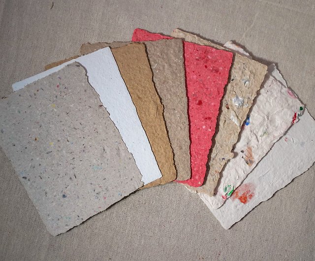 Waste recycling recycled paper handmade paper A6 postcard card 9 colors 100  pieces into - Shop OLD OLD MARU Cards & Postcards - Pinkoi
