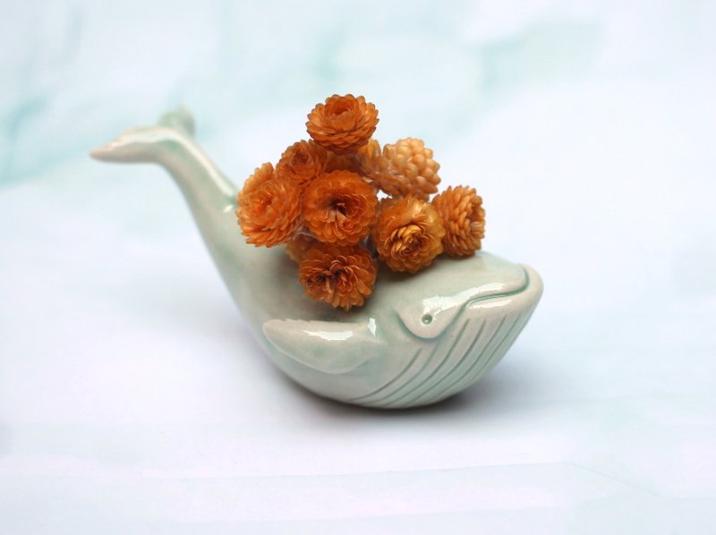 翅鯨　瓷偶　花器　香座 - 花瓶/花器 - 瓷 綠色