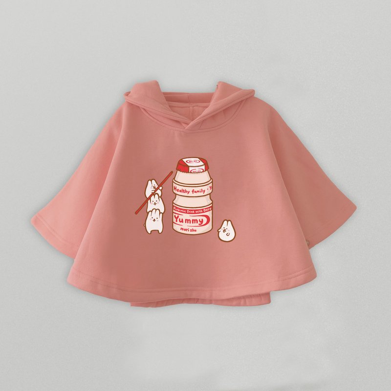 Kid-Mochi Rabbit Duoduo kids thick cape hoody (pink) - Coats - Cotton & Hemp Pink