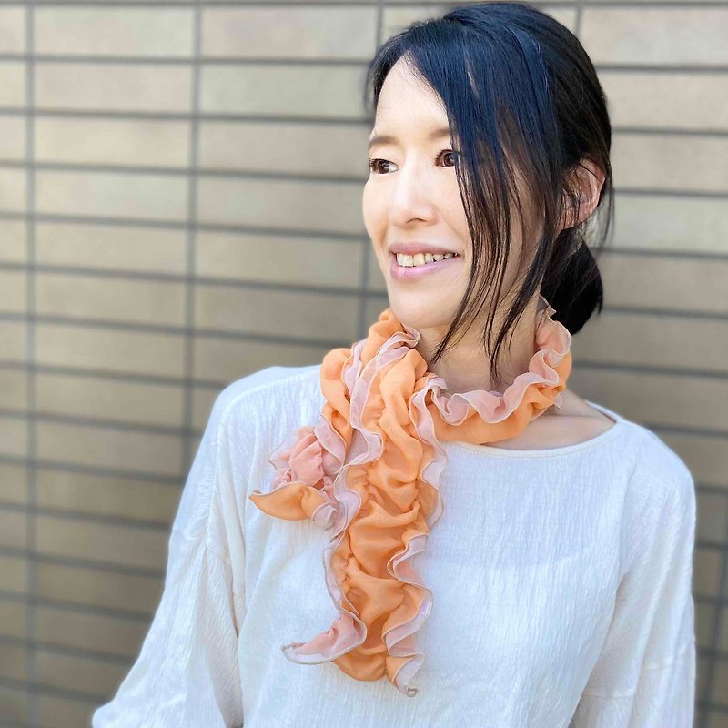Ballett  ミニシャーリングスカーフ  オレンジ　ふんわり柔らかシフォン生地　日本製