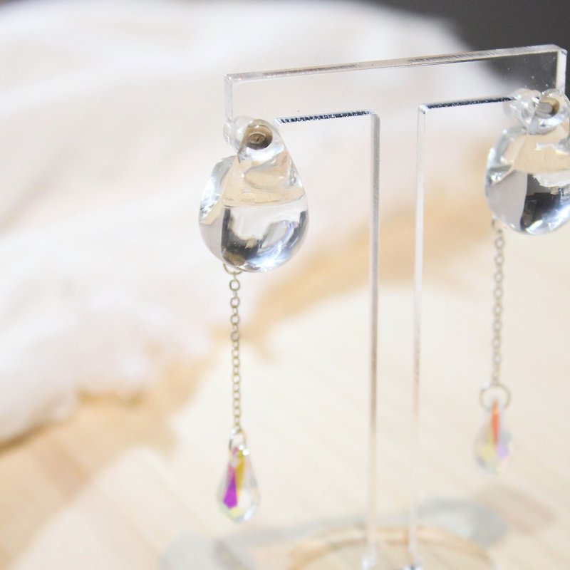 Angel teardrop series (transparent crystal) - Earrings & Clip-ons - Resin Transparent