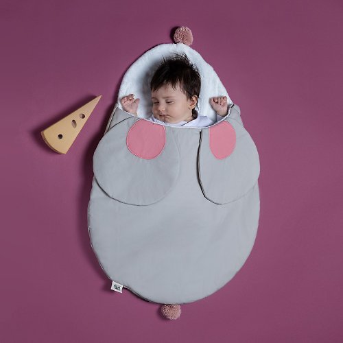JIOUU 設計樂生活 【NEW】鯊魚咬一口BabyBites 嬰幼兒萌鼠睡袋 - 草莓牛奶