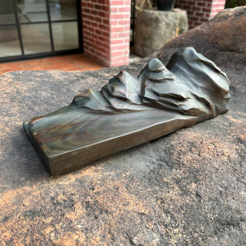 心山系列　蒼偌　綠檀擺件　平台山峰家飾擺件　小枯山水 - 擺飾/家飾品 - 木頭 綠色