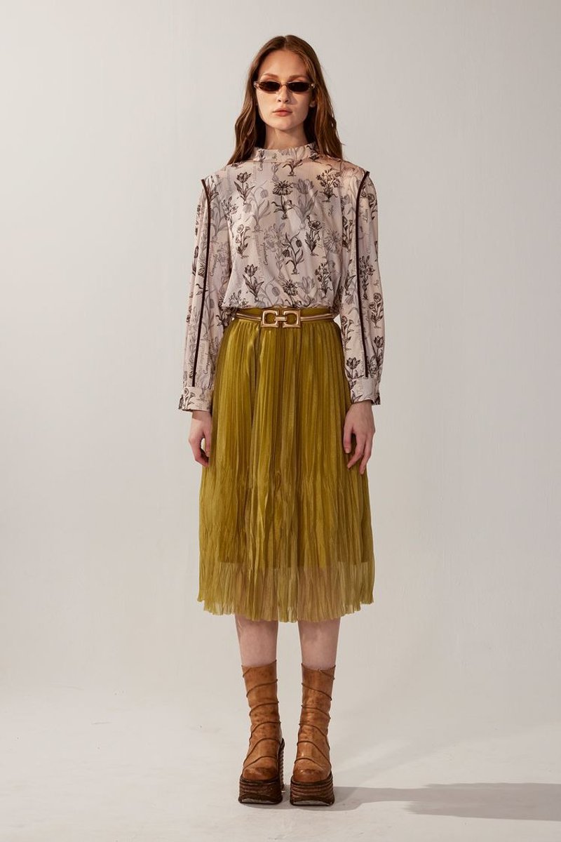AVVJOY | High-waisted pleated mesh skirt - กระโปรง - วัสดุอื่นๆ 