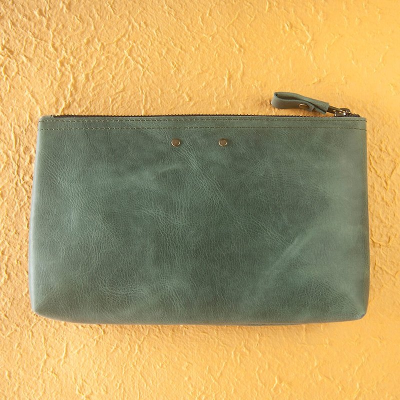 Colorful leather case, Leather pouch, Organizer case, Pencil case, Green - Pencil Cases - Genuine Leather 