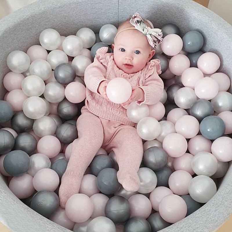 Misioo Ball Pool-100x40 Light Gray-Pink, Pearl White, Pearl Gray, Milky White 400 pieces - Kids' Toys - Sponge 