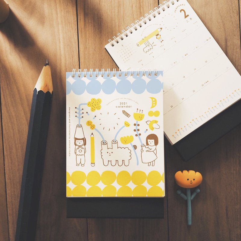 2021年 桌曆 - 日曆/月曆/年曆 - 紙 黃色