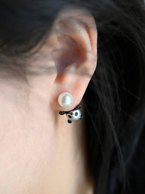 ☆パンダが可愛い中華風猫ちゃんピアス☆A ネコちゃんピアス | Milky Rag