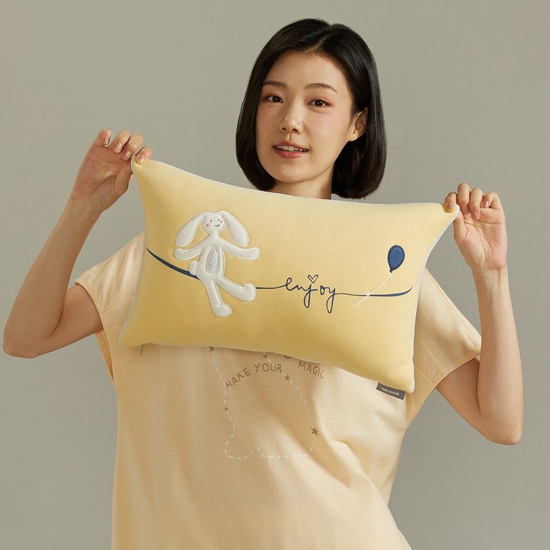 氣球垂耳兔方形抱枕 (30x45公分) -金合歡黃 - 枕頭/抱枕 - 棉．麻 黃色