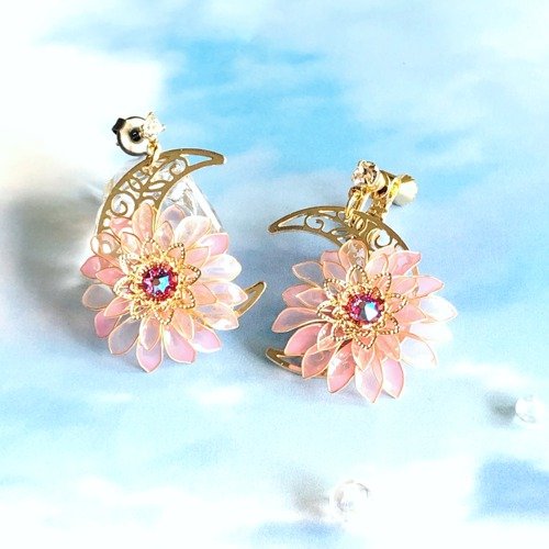 Gerbera 〜Dip jewelry〜 Clip-on earrings , Piercing earrings