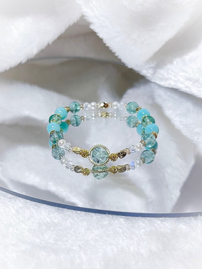 Stone • Stone| 14K gold-filled crystal bracelet - สร้อยข้อมือ - คริสตัล สีเขียว