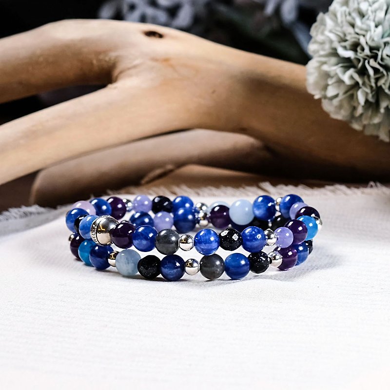 925 Silver Stone Amethyst Tanzanite Bracelet Starry Blue Under the Night - สร้อยข้อมือ - หยก สีน้ำเงิน