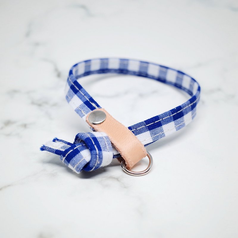 Cat collars, Classic blue check design_CCJ090436 - Collars & Leashes - Genuine Leather 