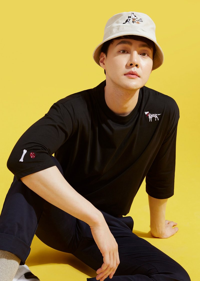 T-shirt long-sleeves Black color Tシャツロングスリーブ : 黒色 DOG - Tシャツ メンズ - その他の素材 ブラック