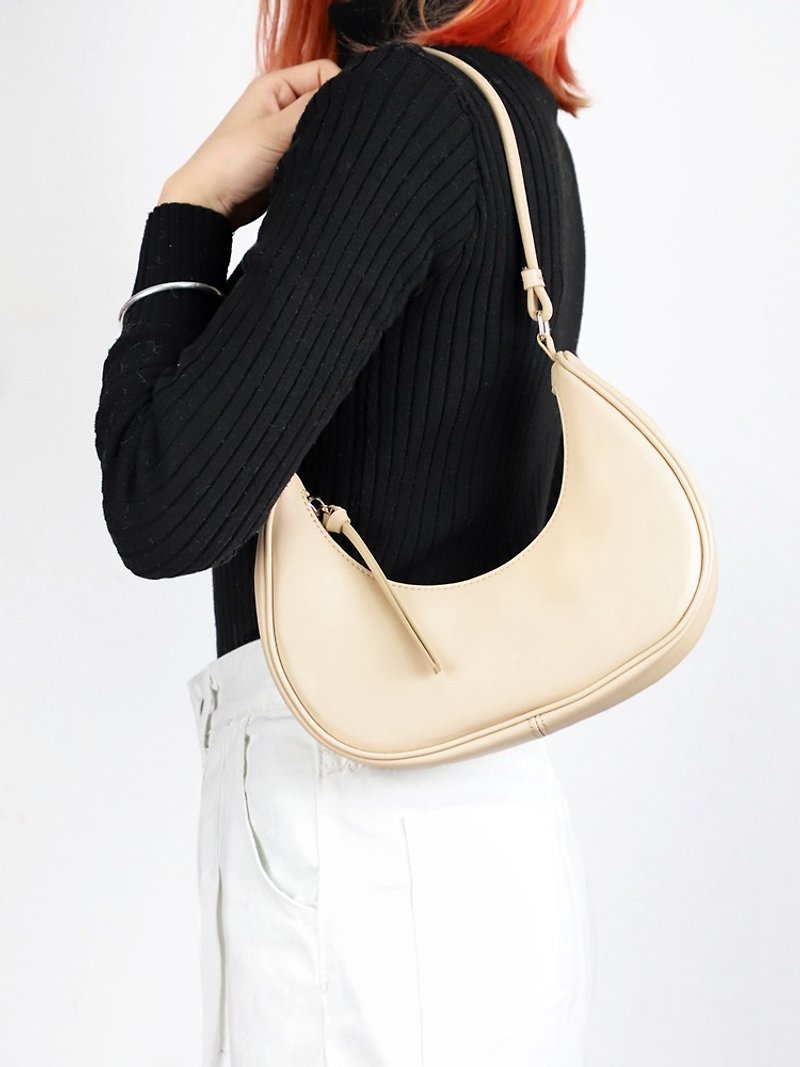 Genuine Leather Women's Underarm Bag Fashion Handbag Shoulder Bag - กระเป๋าถือ - หนังแท้ ขาว