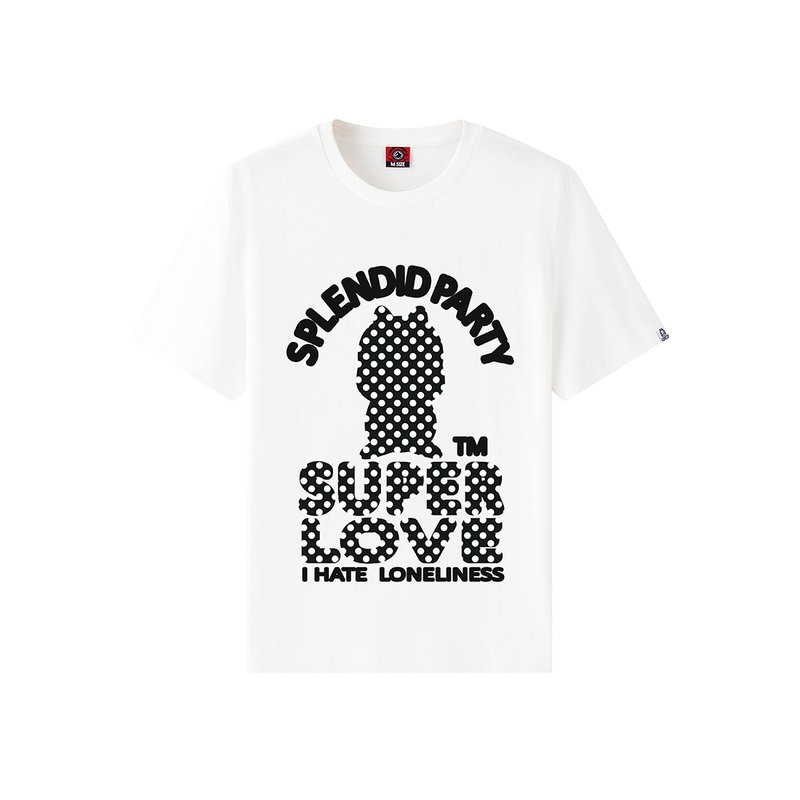 Splendid Party ชอบสีดำลายจุด T (รุ่นสีขาว) - เสื้อยืดผู้ชาย - ผ้าฝ้าย/ผ้าลินิน ขาว