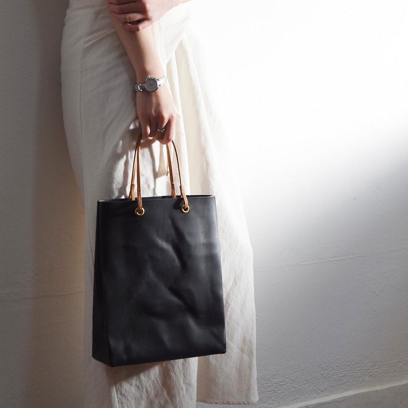 【From Seoul】 Paper Bag 3colors (vegetable leather tote bag) - Handbags & Totes - Genuine Leather 