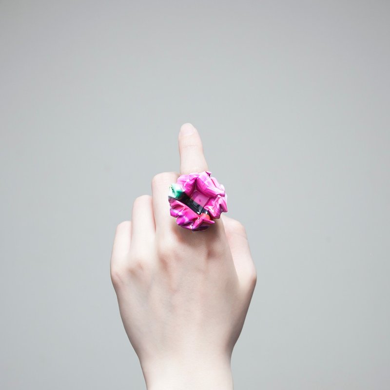 blossom ring(pink) - 戒指 - 紙 粉紅色