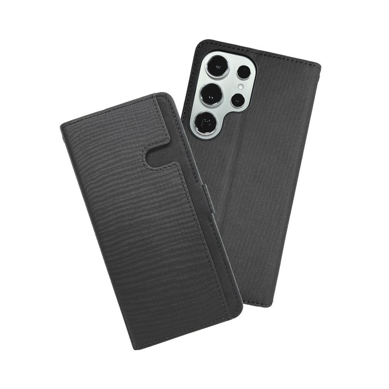 CASE SHOP Samsung S24 Ultra Front Storage Side Flip Leather Case-Black - Phone Cases - Faux Leather Black