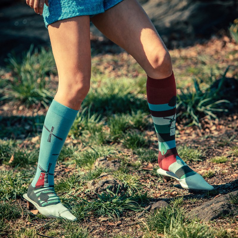 old_windmill / cotton / irregular / socks - ถุงเท้า - ผ้าฝ้าย/ผ้าลินิน สีน้ำเงิน