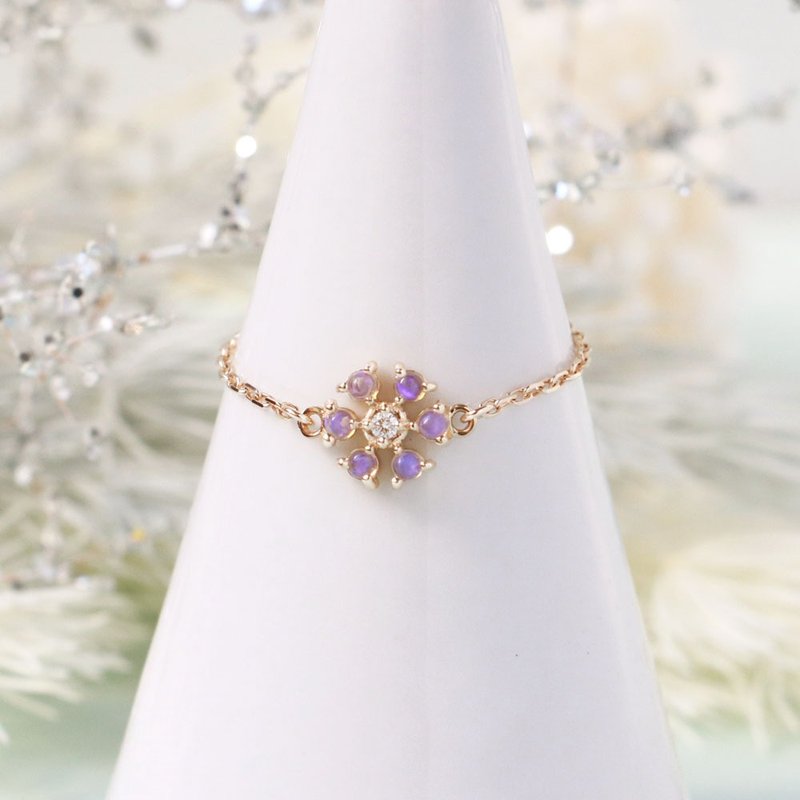 Visel sunset purple opal diamond chain - General Rings - Precious Metals Gold