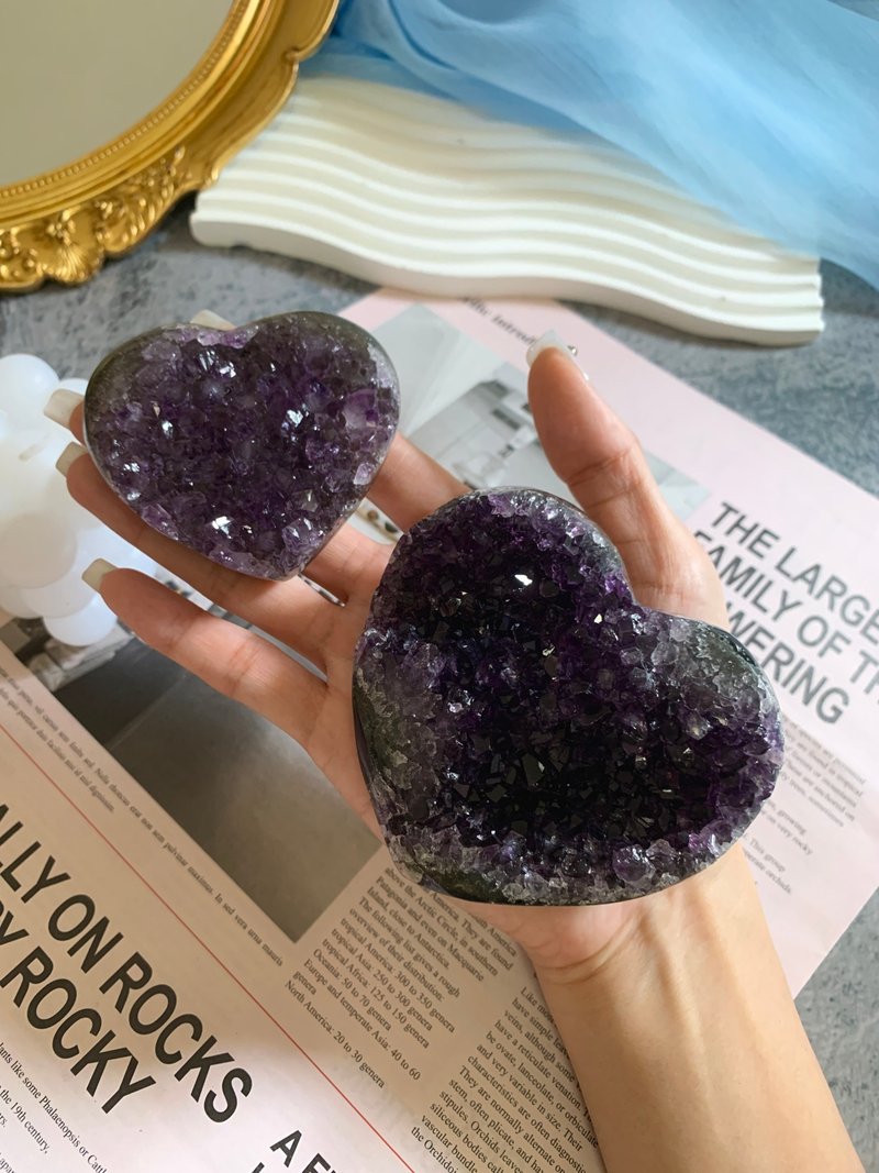 Crystal.EAA 開館優惠 愛心紫水晶簇 X2 Amethyst *不含水晶手鏈* - 擺飾/家飾品 - 水晶 紫色