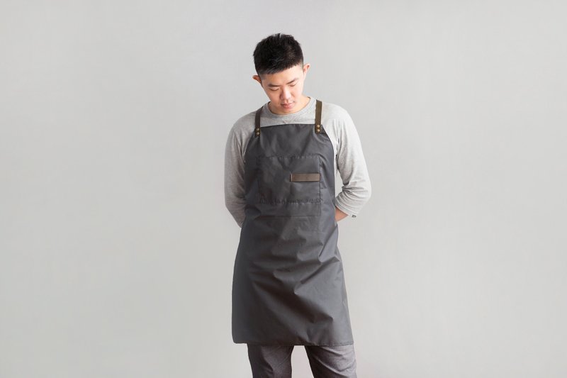 Waterproof and stain-resistant work apron-dark gray | Vegetable-tanned cowhide straps | - Aprons - Waterproof Material Gray