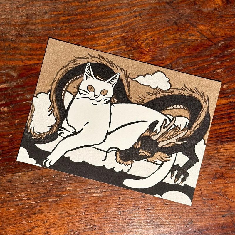 貓和龍 孔版印刷 明信片 - 卡片/明信片 - 紙 多色