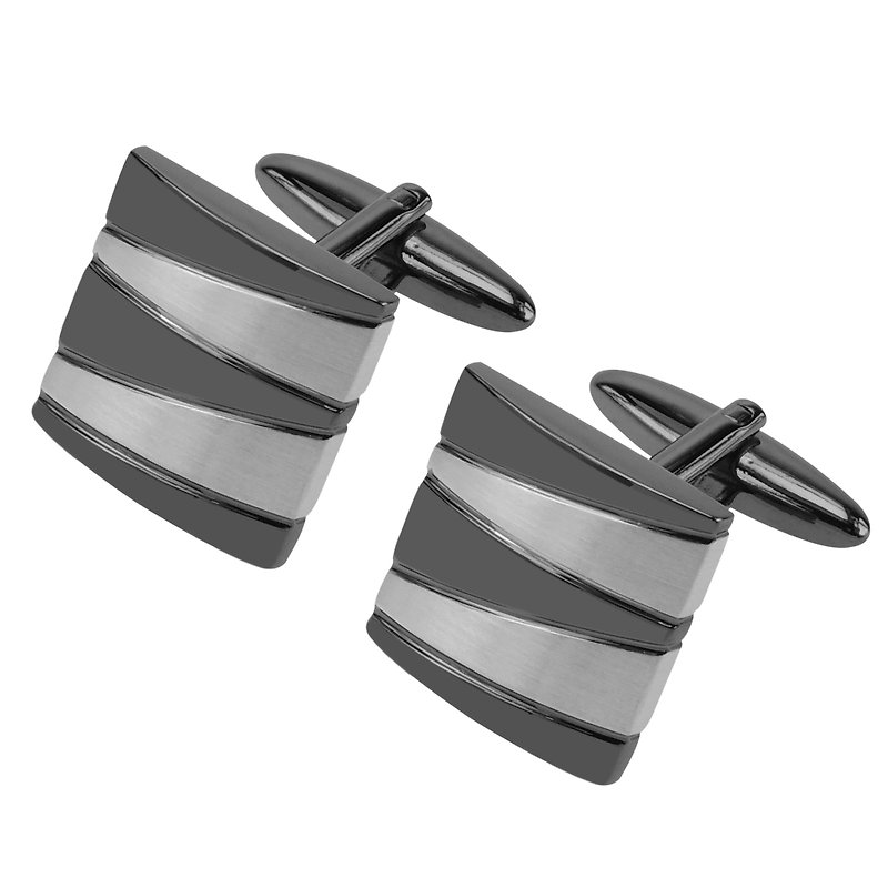 Gunmetal and Silver Mixed Pattern Cufflinks - Cuff Links - Other Metals Black