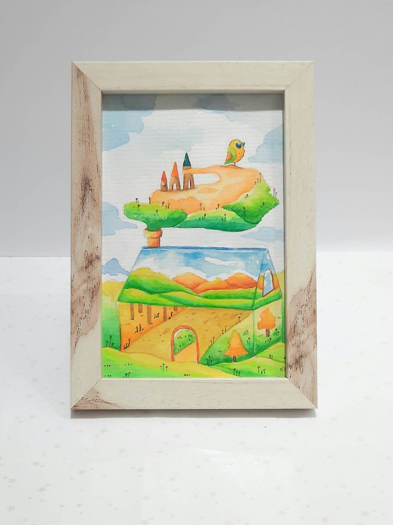Shanyue-Home (hand-painted illustration/watercolor/with frame)-original - โปสเตอร์ - กระดาษ 