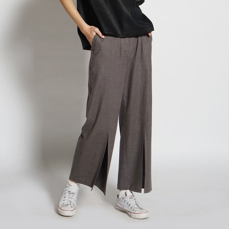 Black and white cut before 17SS straight open wide magpie gray - Women's Pants - Cotton & Hemp Brown