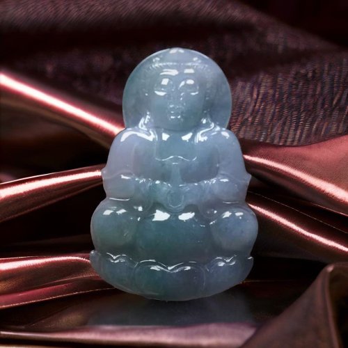 瓔珞翡翠 冰種飄綠翡翠精雕觀音菩薩 | 天然緬甸玉翡翠A貨 | 送禮