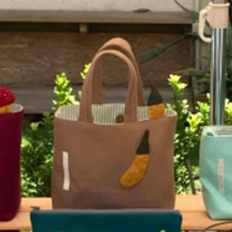 Yellow melon tote bag/ Khaki bottom - Handbags & Totes - Cotton & Hemp Orange