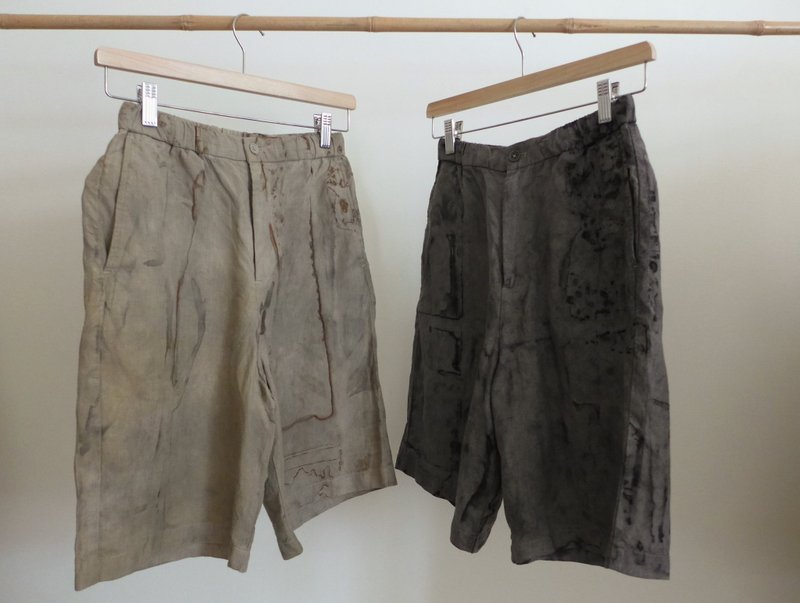 Rust stained hemp shorts - Women's Shorts - Cotton & Hemp 