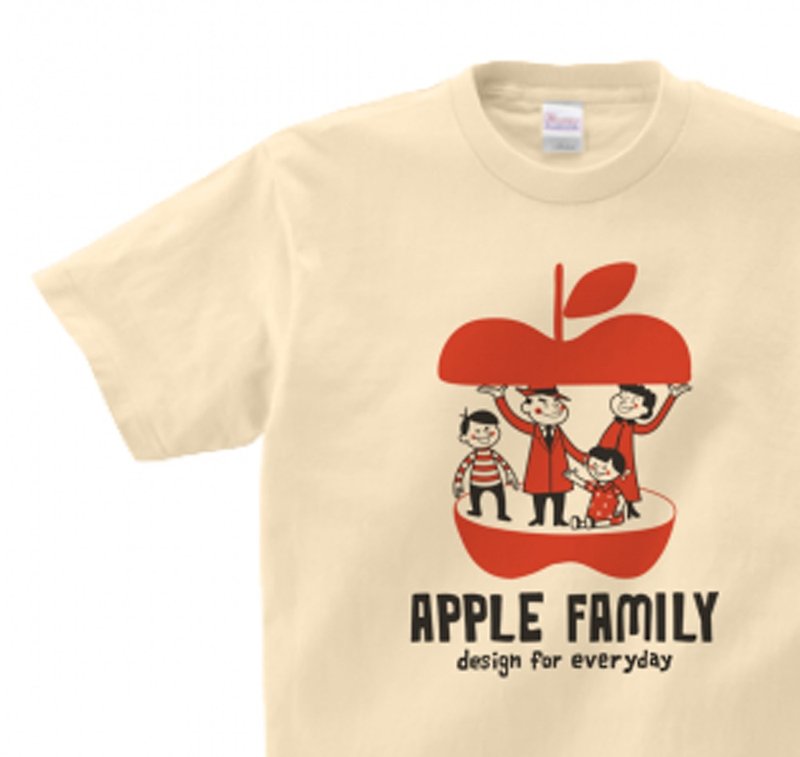 APPLE FAMILY WM-WL•S-XL T-shirt [Made to order] - เสื้อฮู้ด - ผ้าฝ้าย/ผ้าลินิน สีกากี