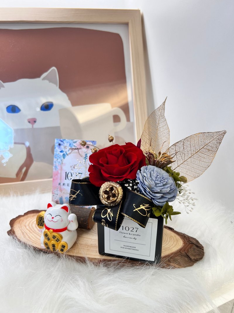 Immortal Flower Lucky Cat Business Card Holder - Items for Display - Other Materials 